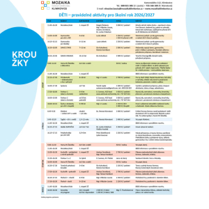 KROUŽKY – HARMONOGRAM 2026